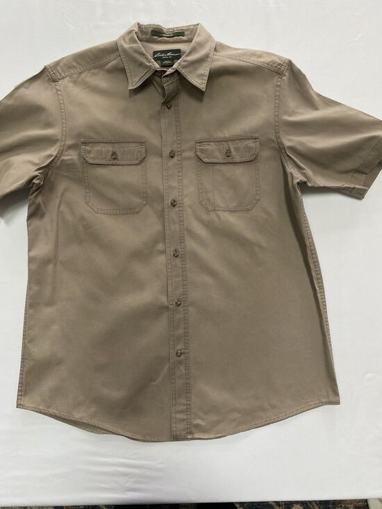 Eddie Bauer Other - Eddie Bauer Men's Large Short Sleeve Button Down Shirt Classic Fit Khaki Cotton